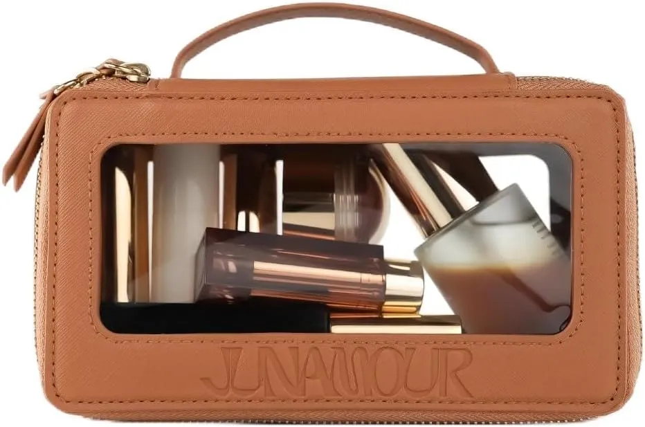Clear TSA Approved Toiletry Bag for Women | Makeup & Cosmetic Travel Essentials For Women | Best small Makeup Bag | Cute Make Up Bag | Plane Essentials | Skincare Bag