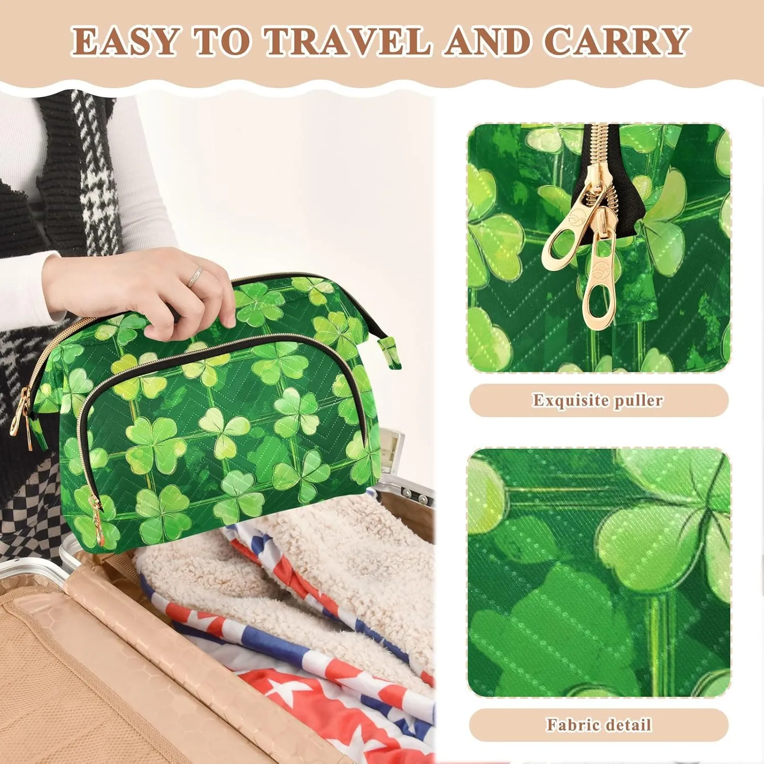 Clover Freshnesss Pattern Makeup Bags Waterproof Make Up Bags For Women Women's Coin Purse Wallet for Essentials For Women