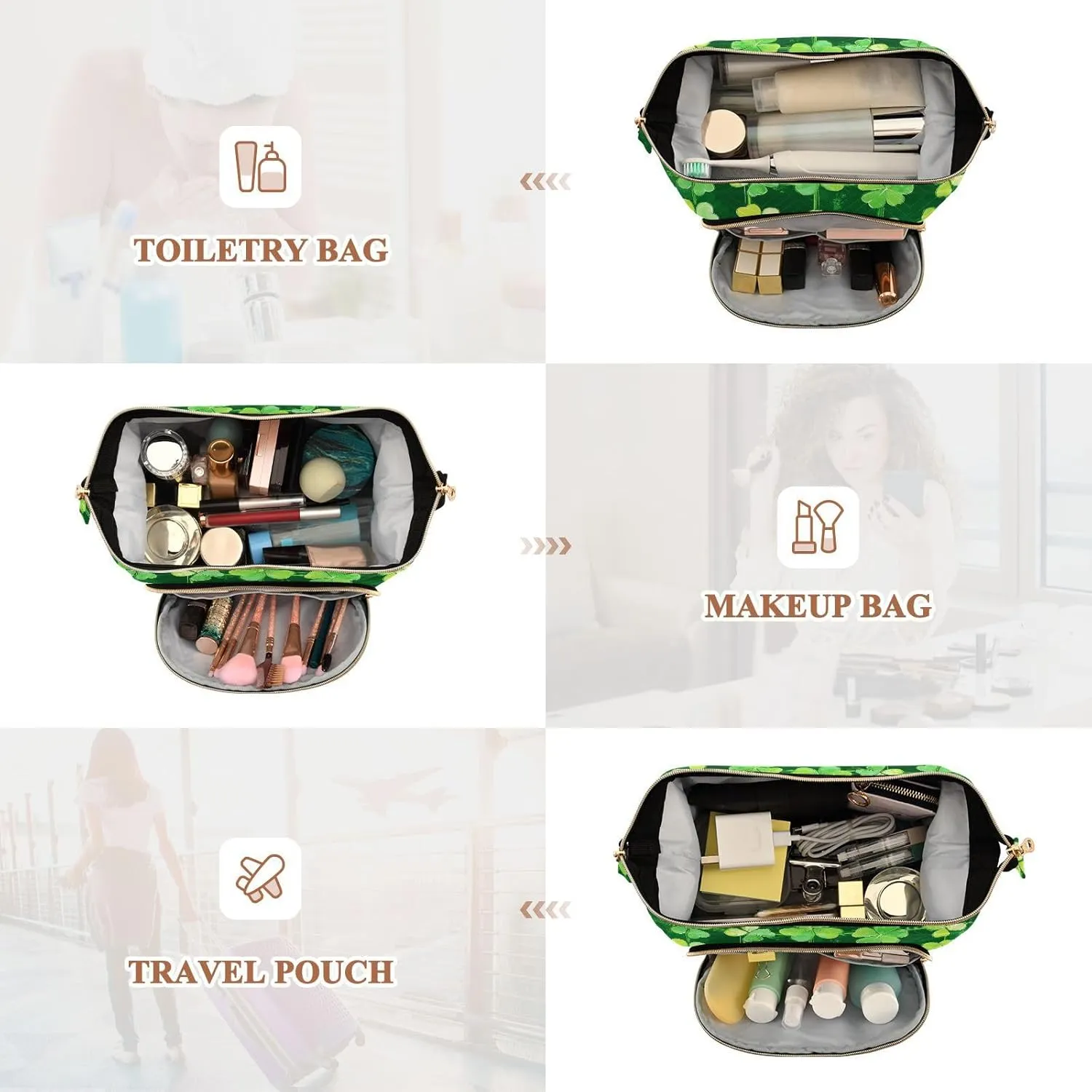 Clover Freshnesss Pattern Makeup Bags Waterproof Make Up Bags For Women Women's Coin Purse Wallet for Essentials For Women