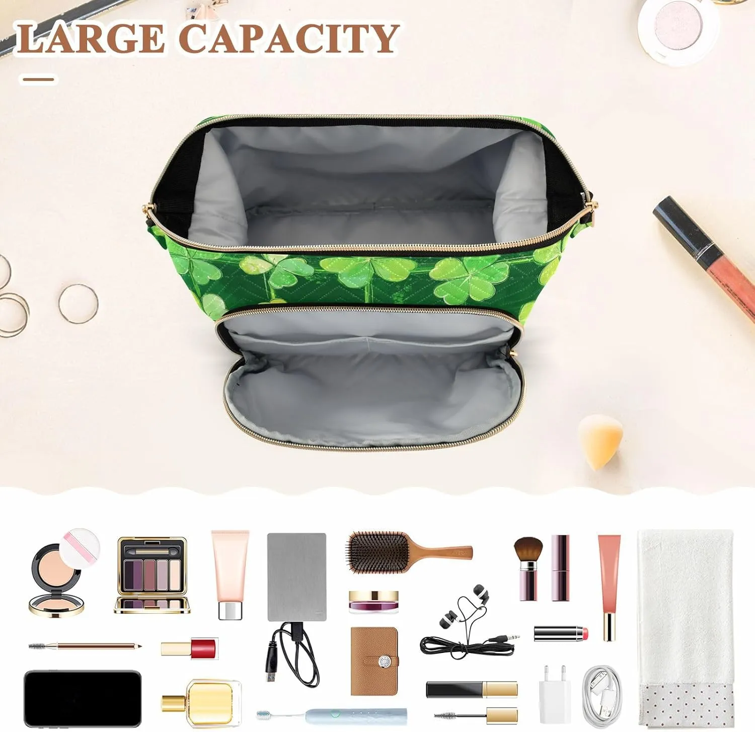 Clover Freshnesss Pattern Makeup Bags Waterproof Make Up Bags For Women Women's Coin Purse Wallet for Essentials For Women