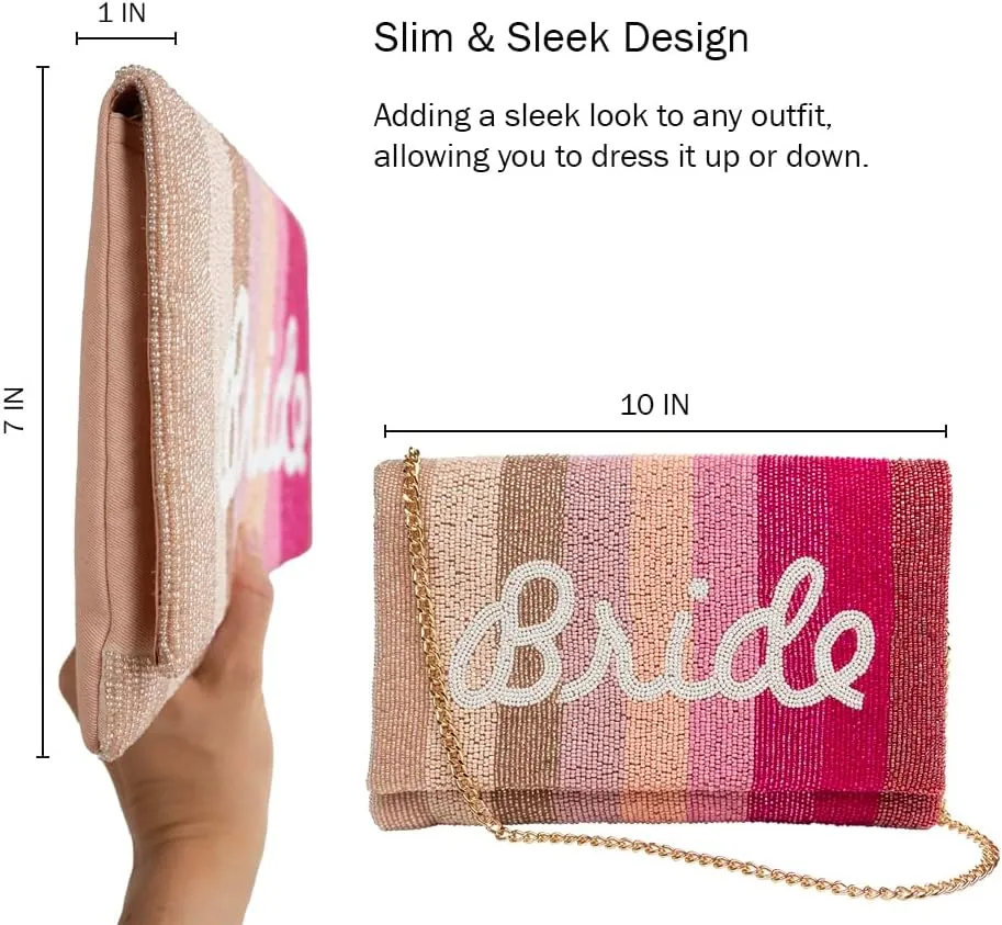 Clutch Purse for Wedding Day Beaded Clutch Purse Bachelorette Party Bridal Shower,Engagement Gifts & Bride To Be