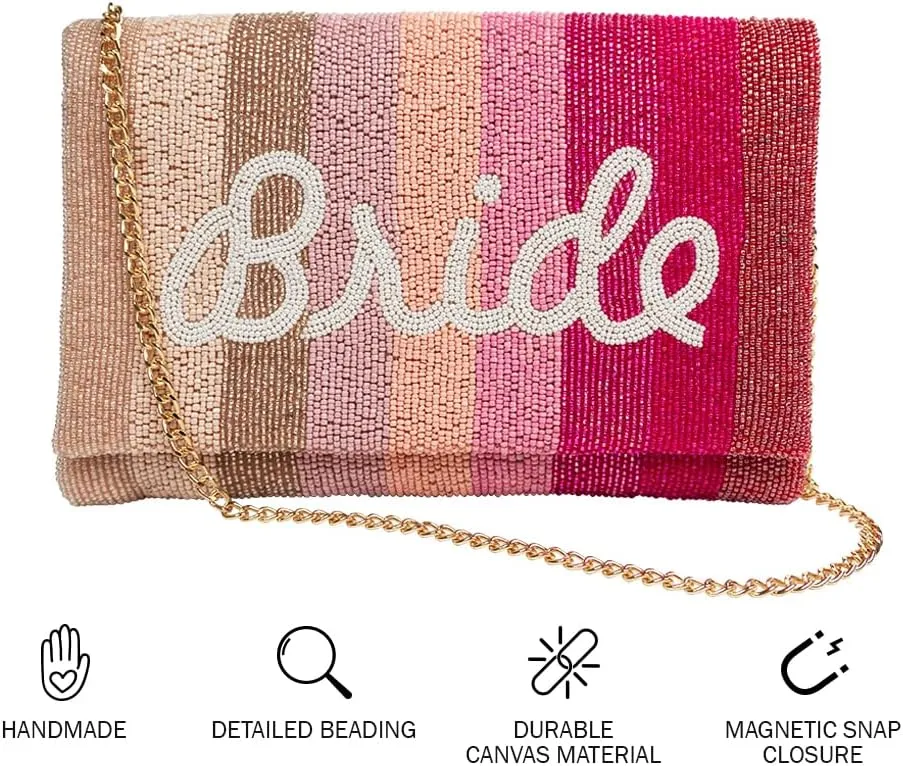 Clutch Purse for Wedding Day Beaded Clutch Purse Bachelorette Party Bridal Shower,Engagement Gifts & Bride To Be