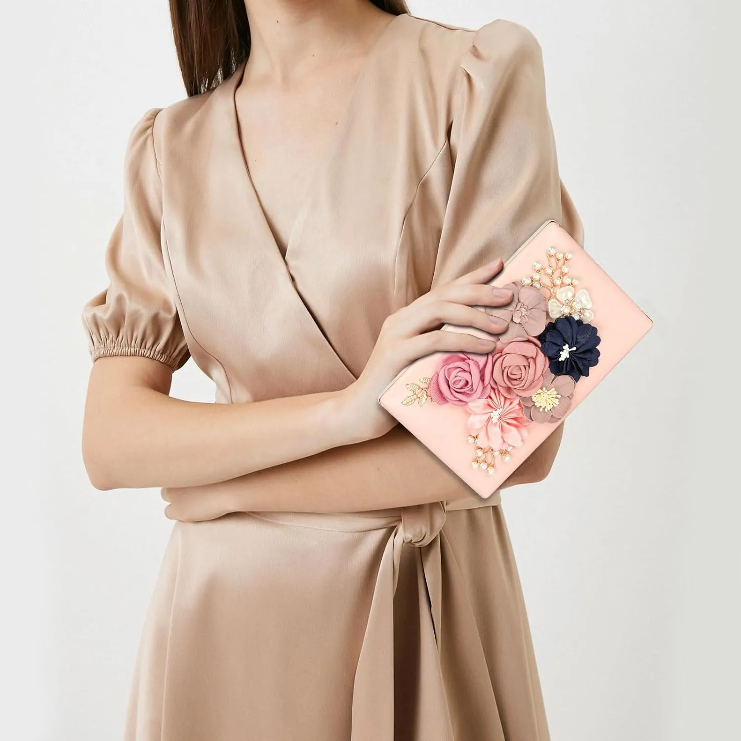 Clutch Purses for Women, Evening Clutch Clutch Purses for Women Formal, Banquet Bag with Floral Decoration, Gatherings