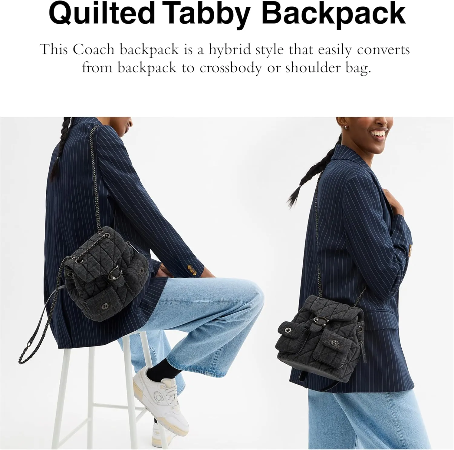 Coach Women's Quilted Tabby Backpack, V5/Black, One Size