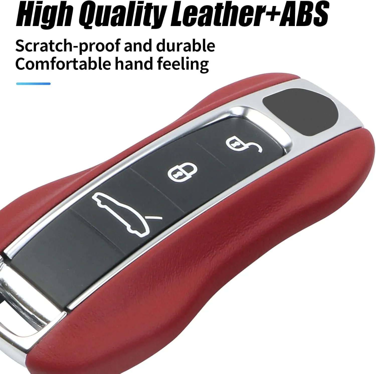 Compatible with Porsche Key Fob Cover Leather Compatible with Porsche Cayenne 2018-2025 Panamera 2017-2024 911 2019-2023 Taycan 2019-2024 Compatible with Porsche Key Cover (Red)