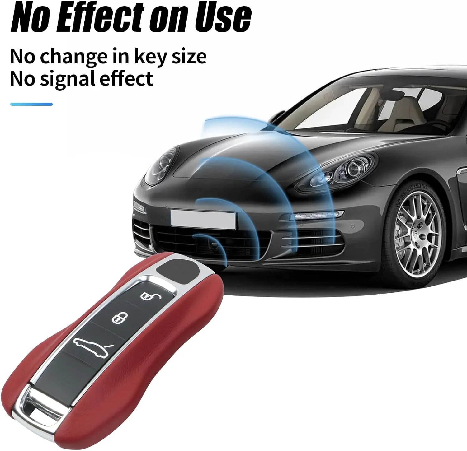 Compatible with Porsche Key Fob Cover Leather Compatible with Porsche Cayenne 2018-2025 Panamera 2017-2024 911 2019-2023 Taycan 2019-2024 Compatible with Porsche Key Cover (Red)