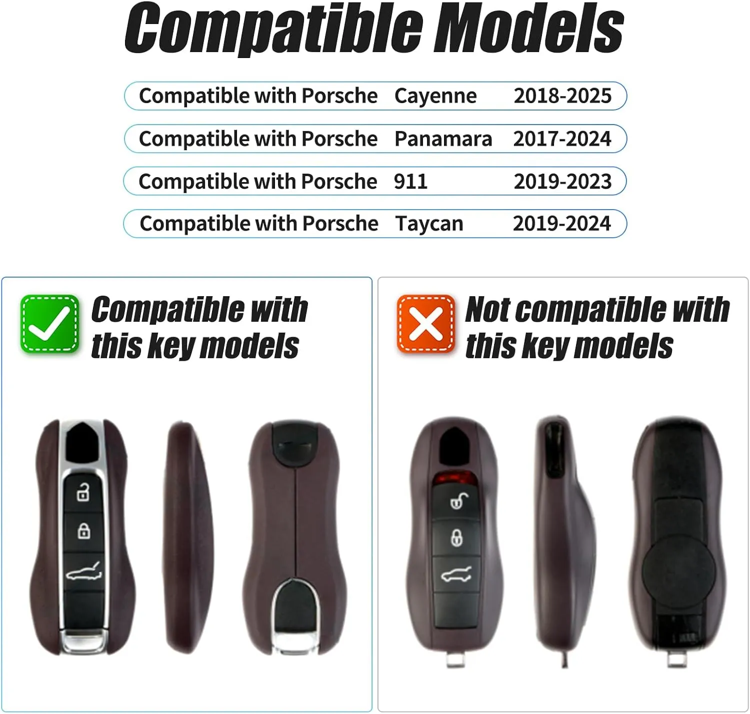 Compatible with Porsche Key Fob Cover Leather Compatible with Porsche Cayenne 2018-2025 Panamera 2017-2024 911 2019-2023 Taycan 2019-2024 Compatible with Porsche Key Cover (Red)