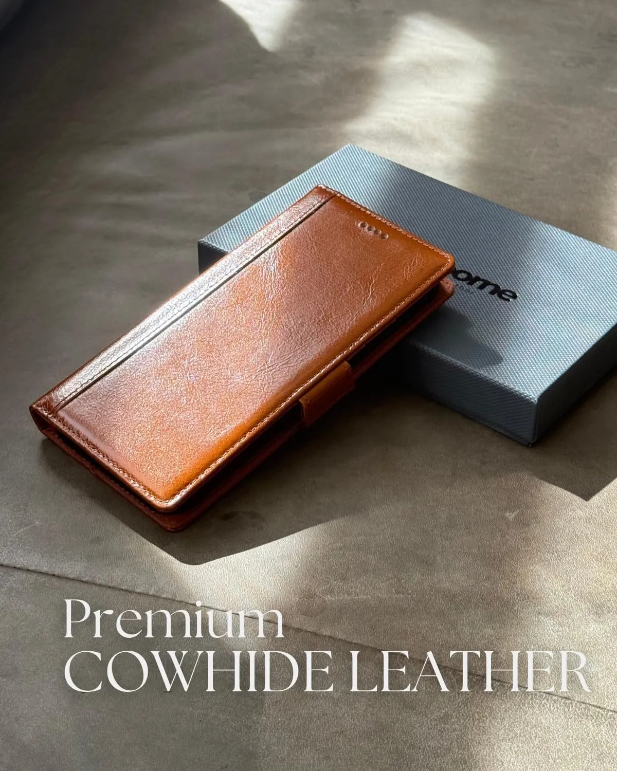 Compatible with Samsung Galaxy S25 Ultra Case – [Full Grain Cowhide Leather] [RFID Protection] [3 Cards and 1 Cash Pocket Wallet] [Magnetic Closure] [Build-in Kickstand] - Cognac