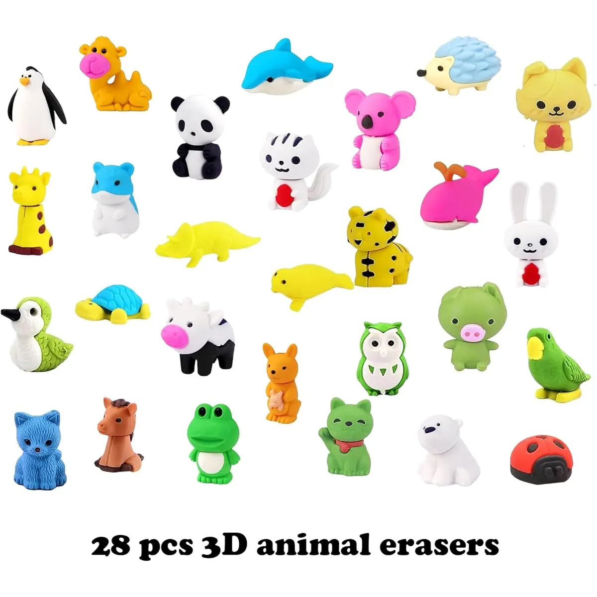 Coneatness Valentine's Day Gifts for Kids, 28 Pack Valentine Cards, Animal Pencil Erasers, Heart Shaped Bar Cases, Classroom Swaps, Preschool Party Favors, Desk Supplies, Pet Class Giveaways