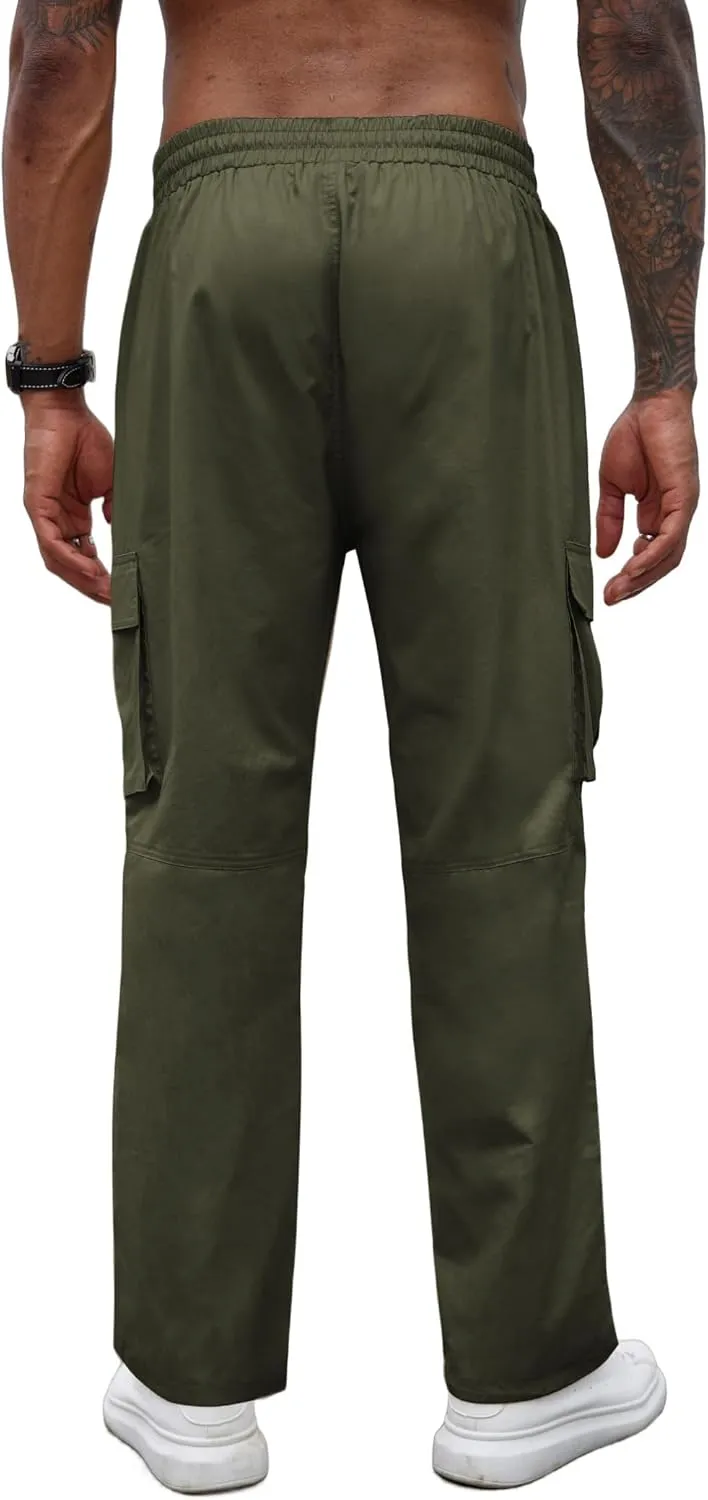 COOFANDY Men's Casual Cargo Pants Cotton Drawstring Athletic Jogger Sweatpants