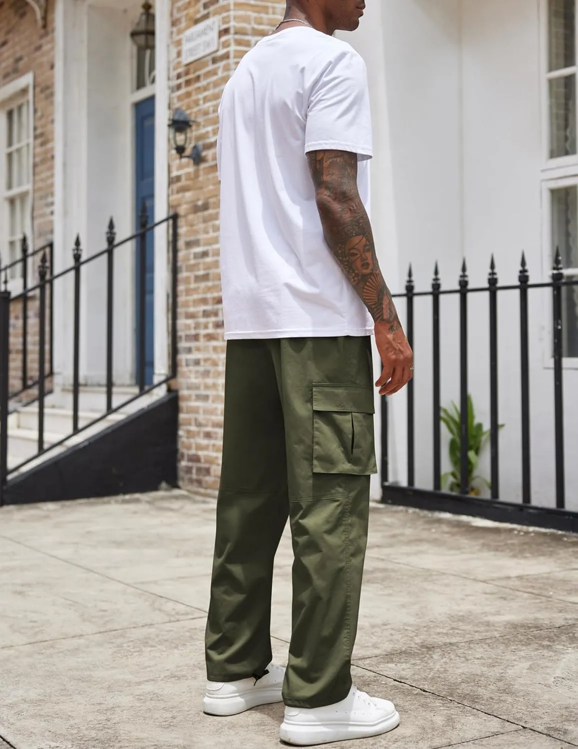 COOFANDY Men's Casual Cargo Pants Cotton Drawstring Athletic Jogger Sweatpants