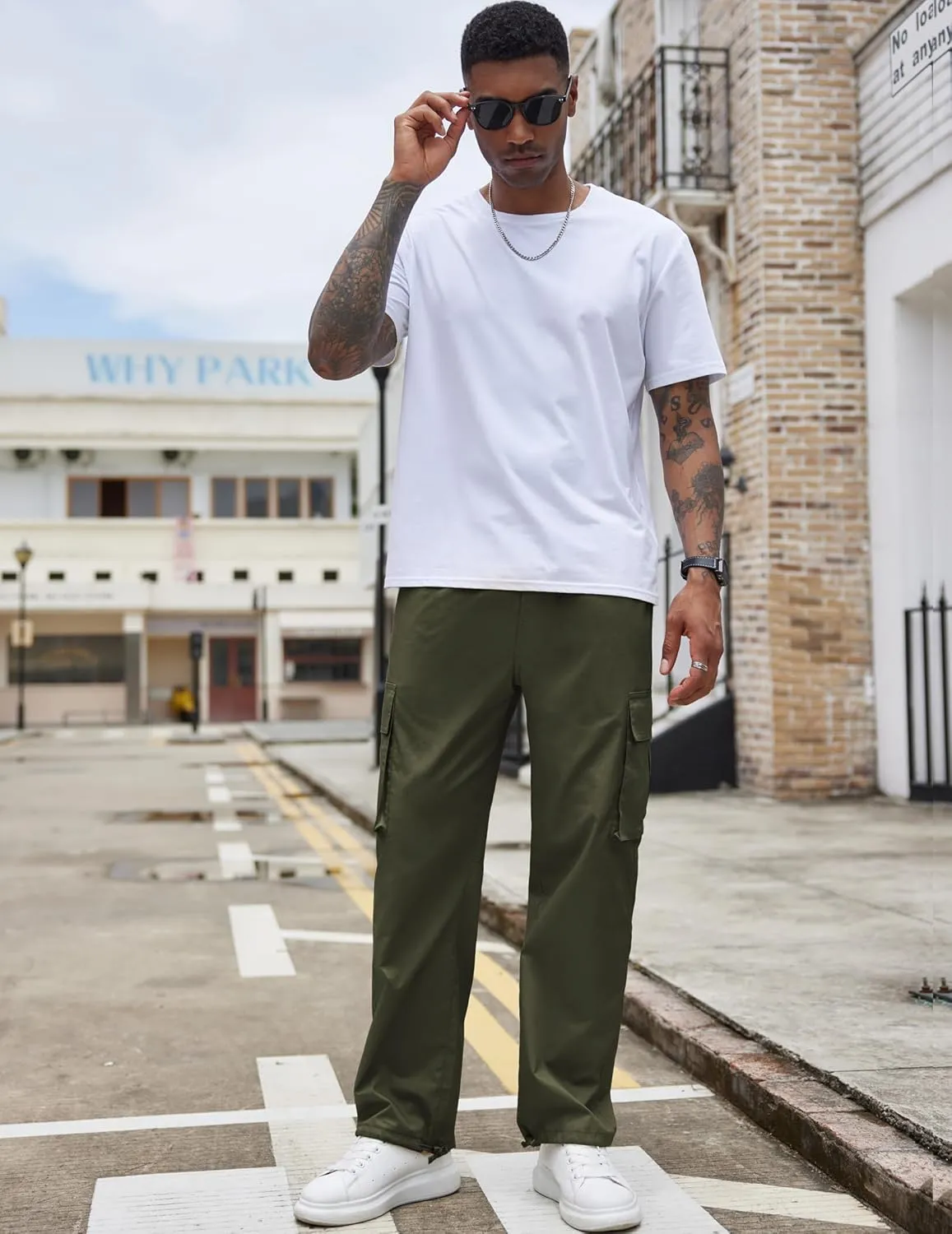 COOFANDY Men's Casual Cargo Pants Cotton Drawstring Athletic Jogger Sweatpants