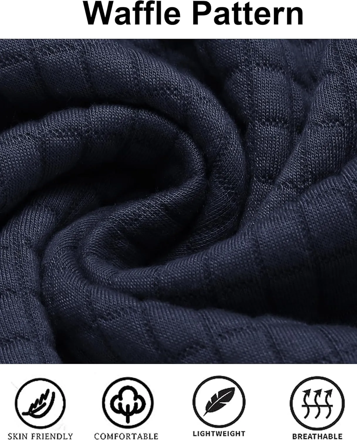COOFANDY Mens Hooded Sweatshirt Casual Long Sleeve Drawstring Waffle Knit Pullover Hoodies