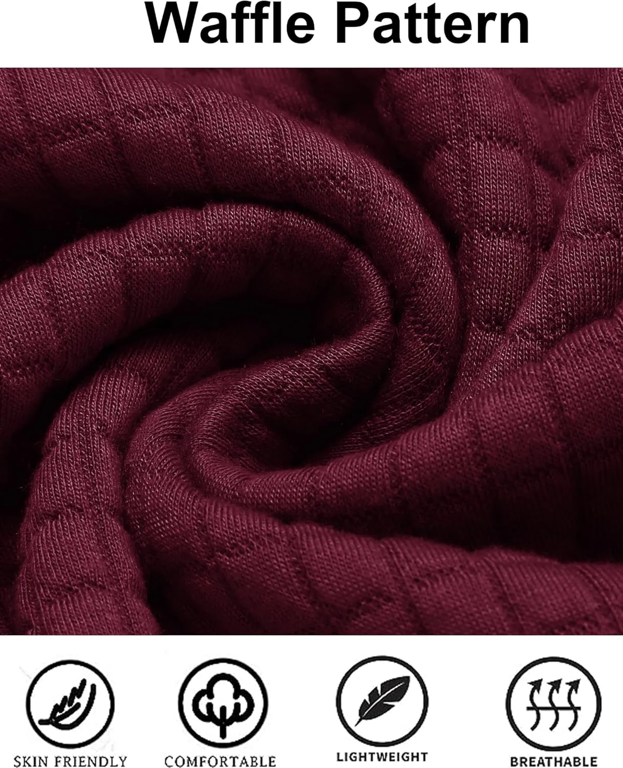 COOFANDY Mens Hooded Sweatshirt Casual Long Sleeve Drawstring Waffle Knit Pullover Hoodies