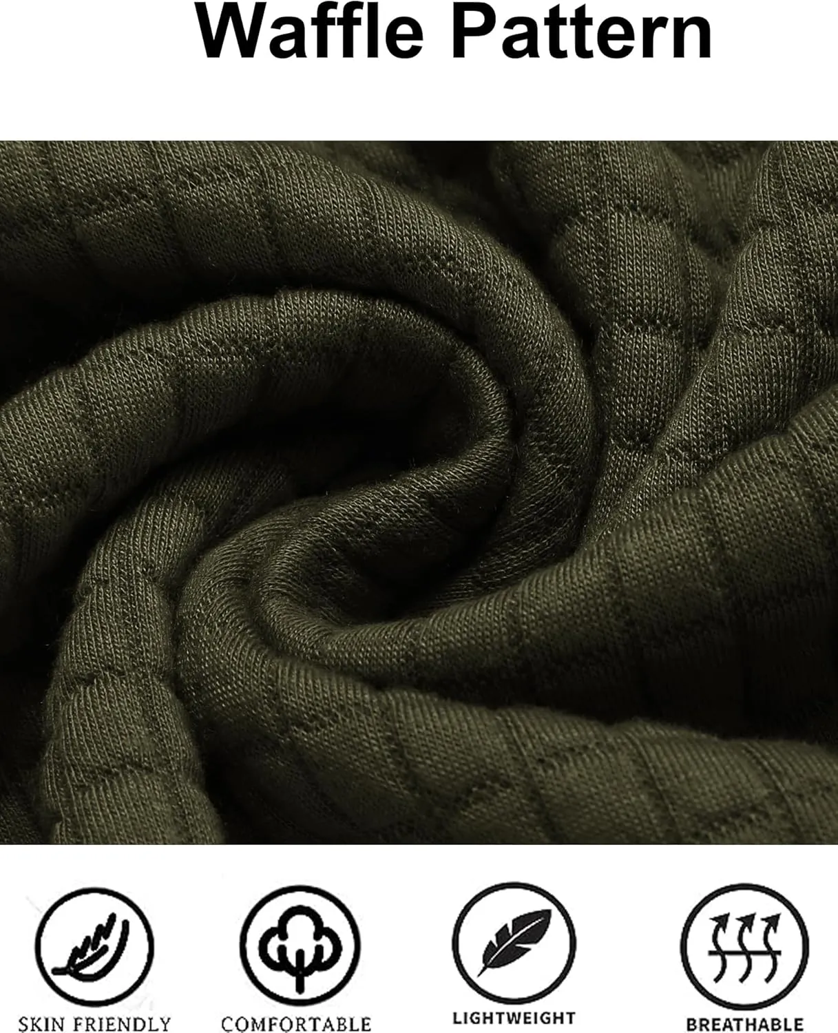 COOFANDY Mens Hooded Sweatshirt Casual Long Sleeve Drawstring Waffle Knit Pullover Hoodies