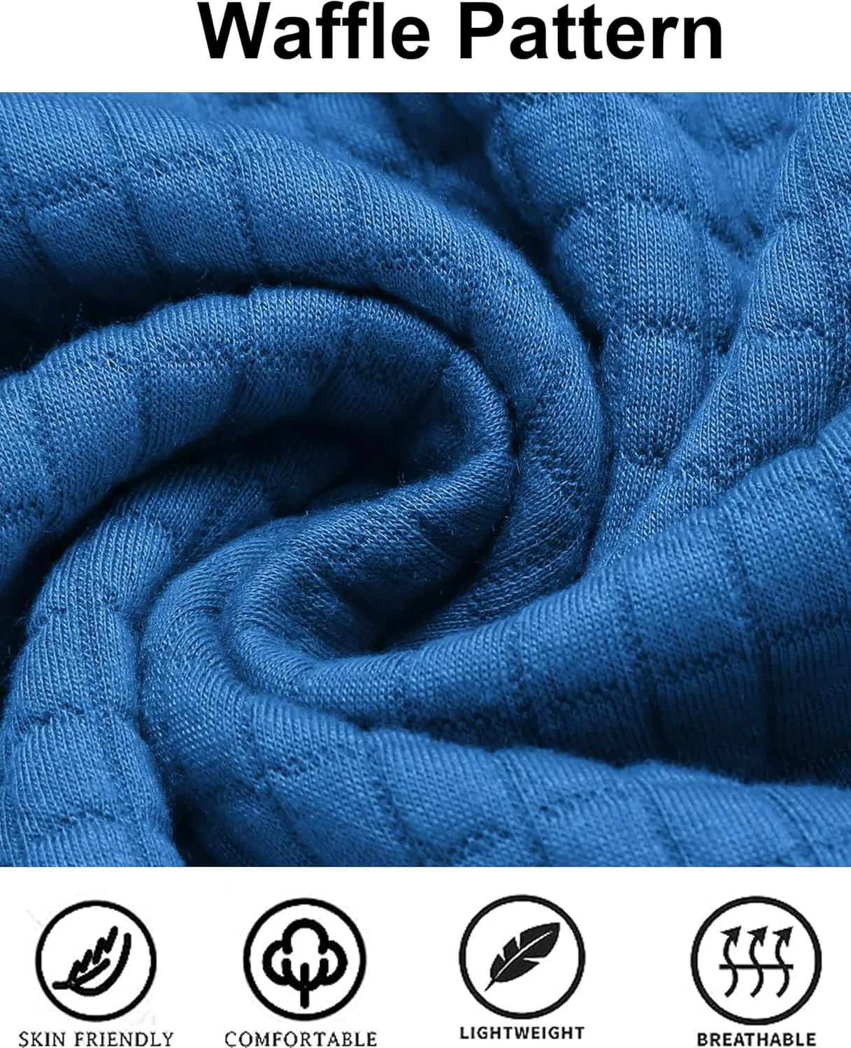 COOFANDY Mens Hooded Sweatshirt Casual Long Sleeve Drawstring Waffle Knit Pullover Hoodies