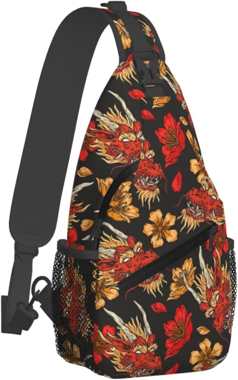 Cool Dragon Pattern Sling Backpack Crossbody Bag, Chest Bag Daypack for Outdoors Hiking Traveling