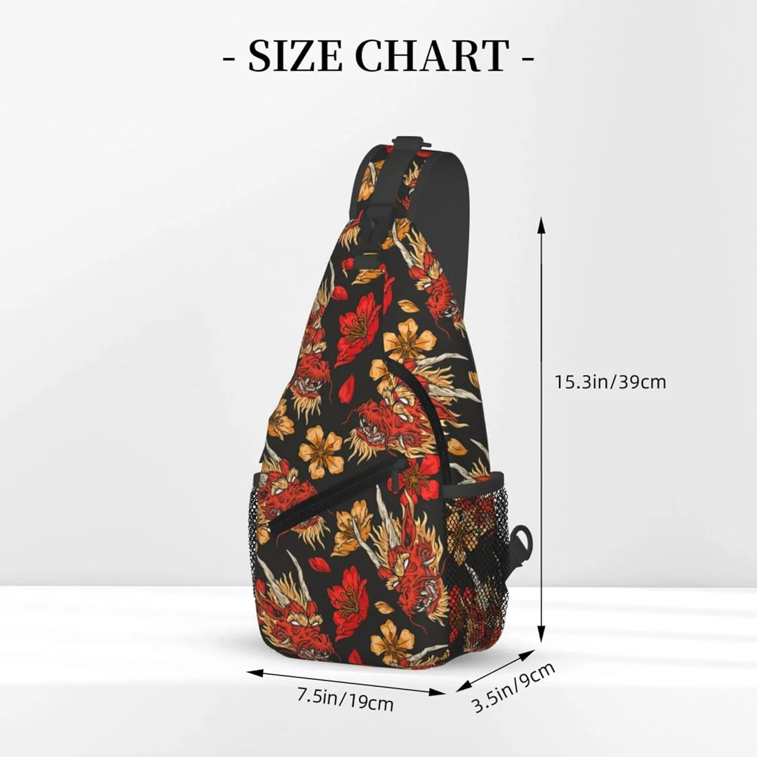 Cool Dragon Pattern Sling Backpack Crossbody Bag, Chest Bag Daypack for Outdoors Hiking Traveling