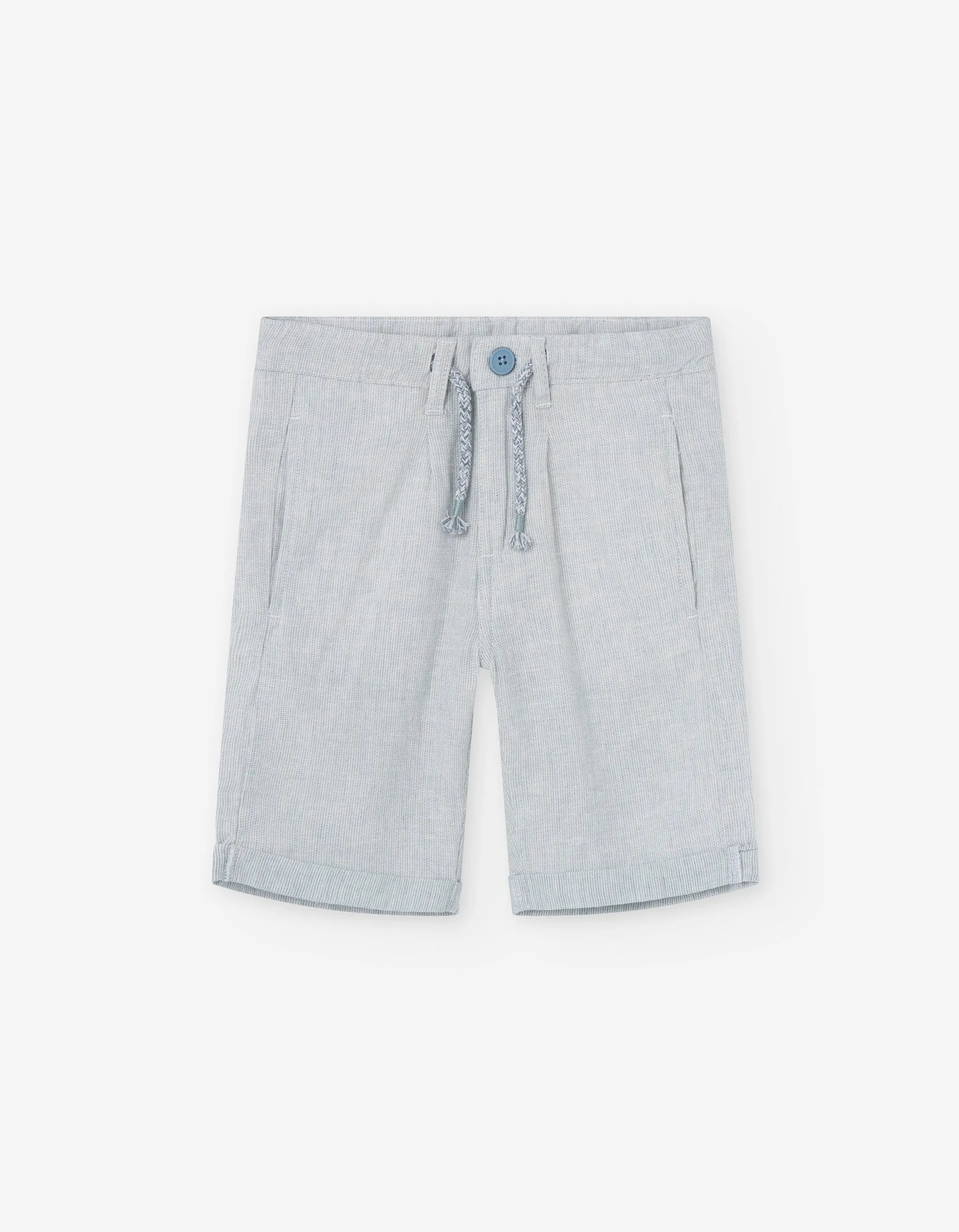 Cotton and Linen Chino Shorts for Boys, Light Blue