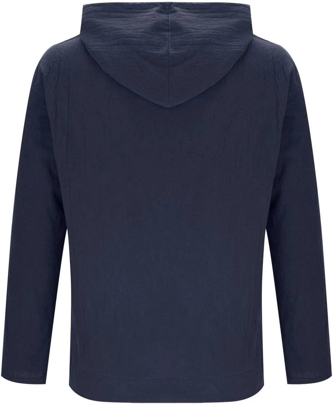 Cotton Hoodie for Mens Long Sleeve Linen Button Down Shirt Drawstring with Pockets Casual Summer Beach Hooded Shirts