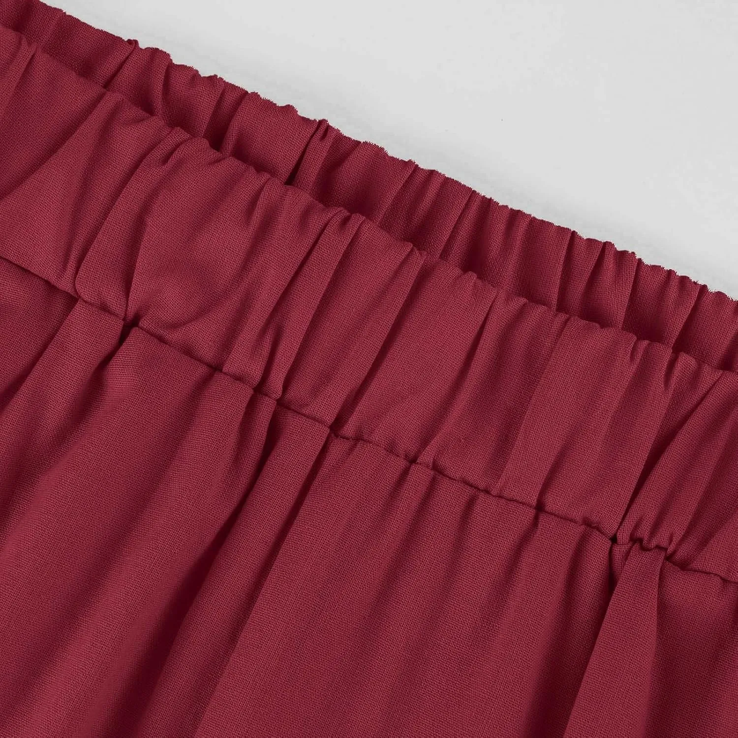 Cotton Linen Pants Women Summer Elastic Straight Leg Pants Plus Size Wide Leg Crop Pants Beach Trousers with Pockets