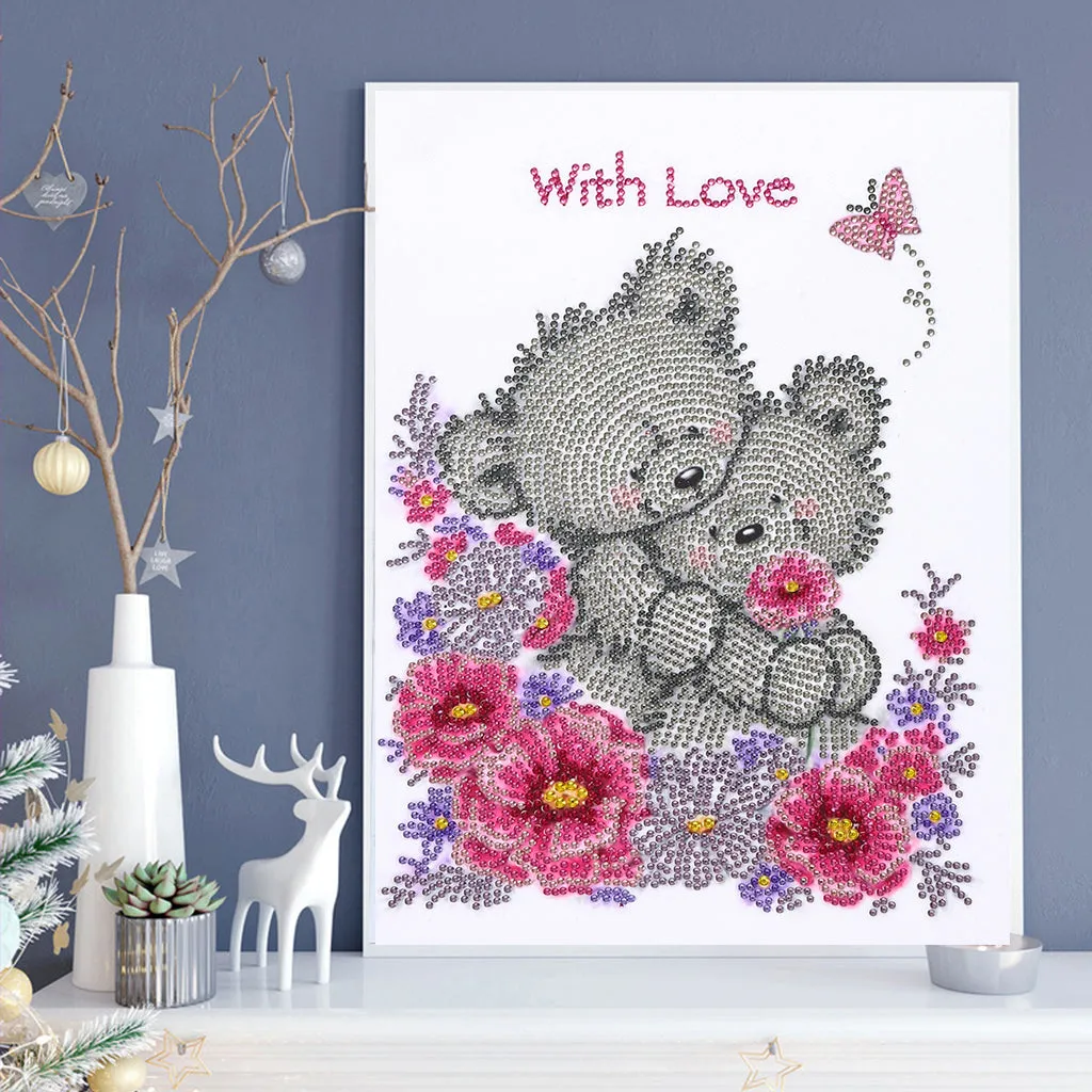 Couple Bear-Special Shaped Crystal Diamond Painting-30*40cm