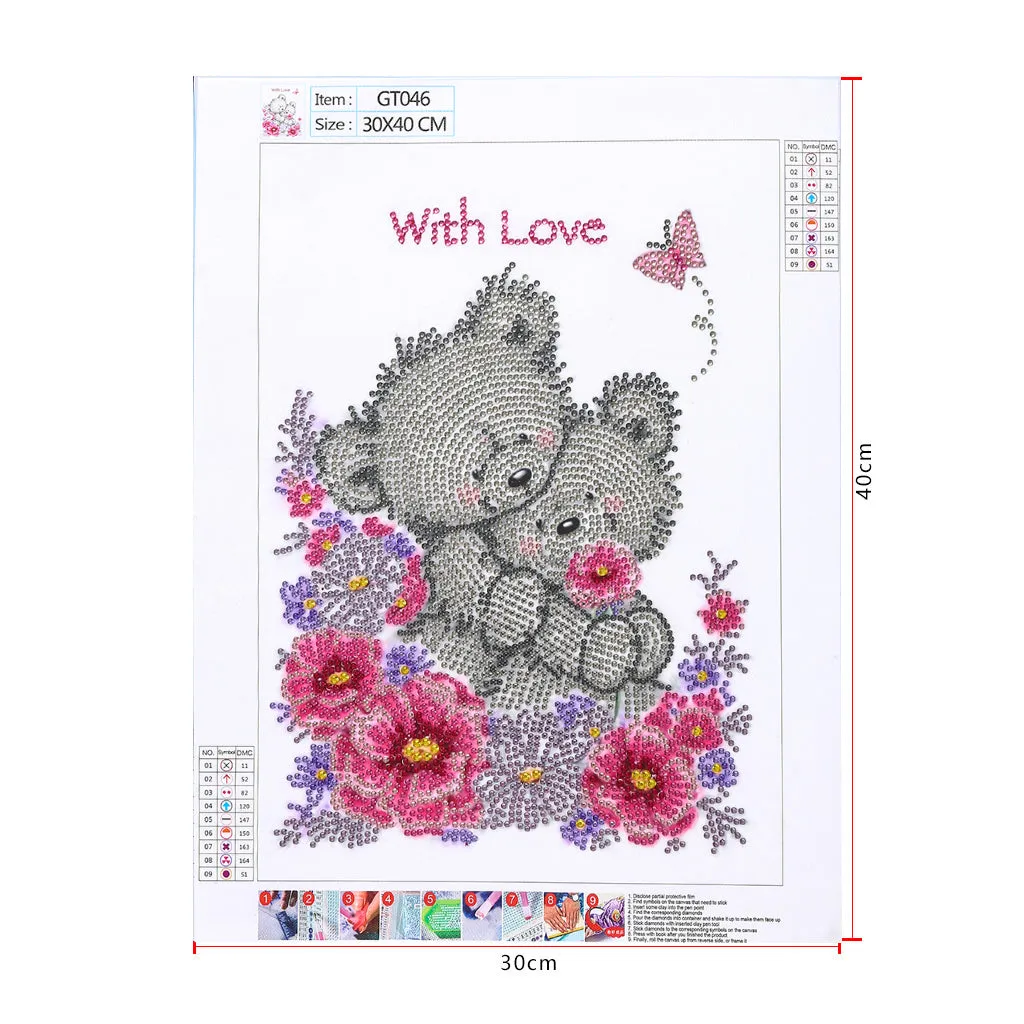 Couple Bear-Special Shaped Crystal Diamond Painting-30*40cm