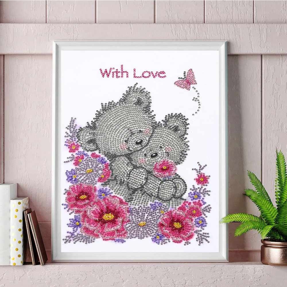 Couple Bear-Special Shaped Crystal Diamond Painting-30*40cm