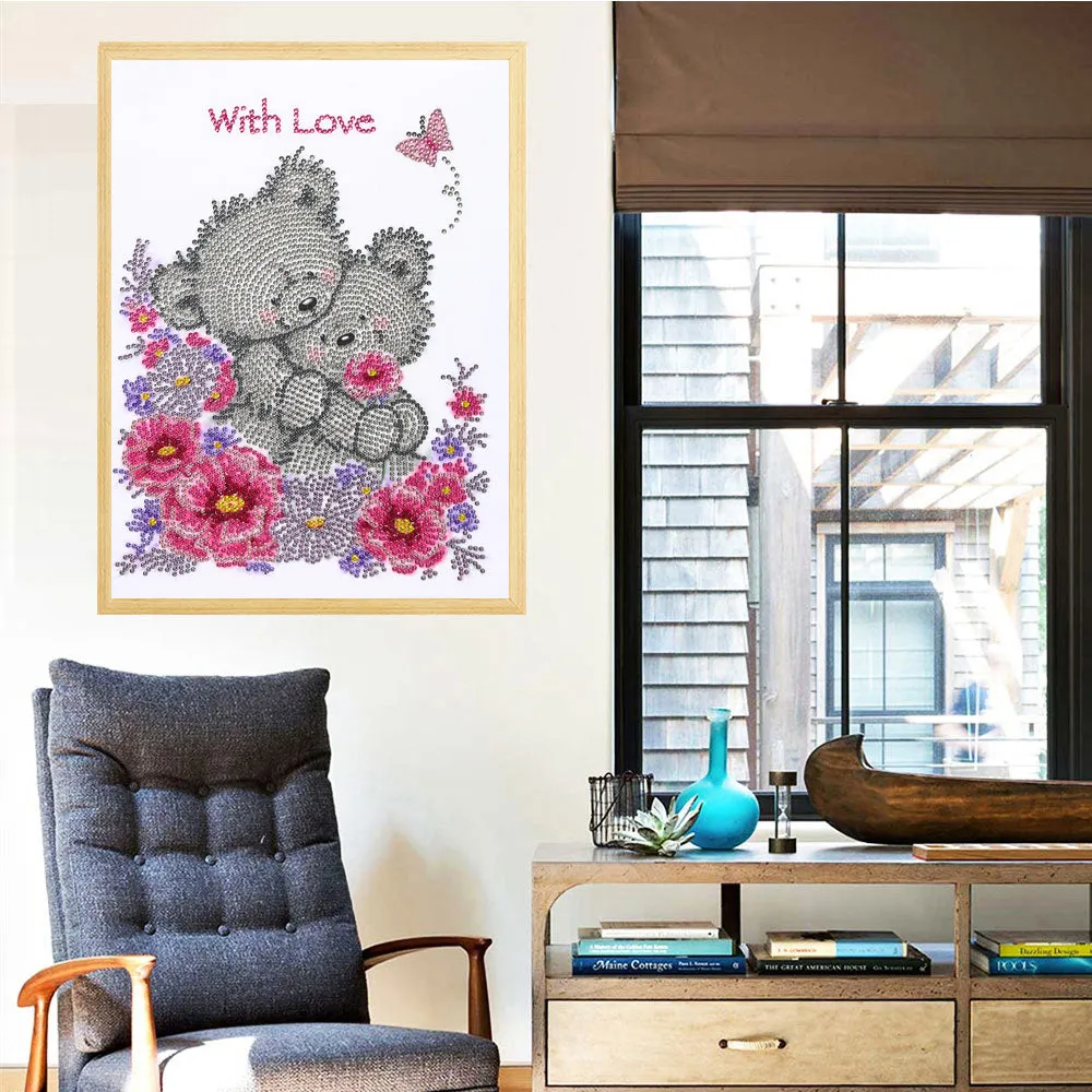 Couple Bear-Special Shaped Crystal Diamond Painting-30*40cm