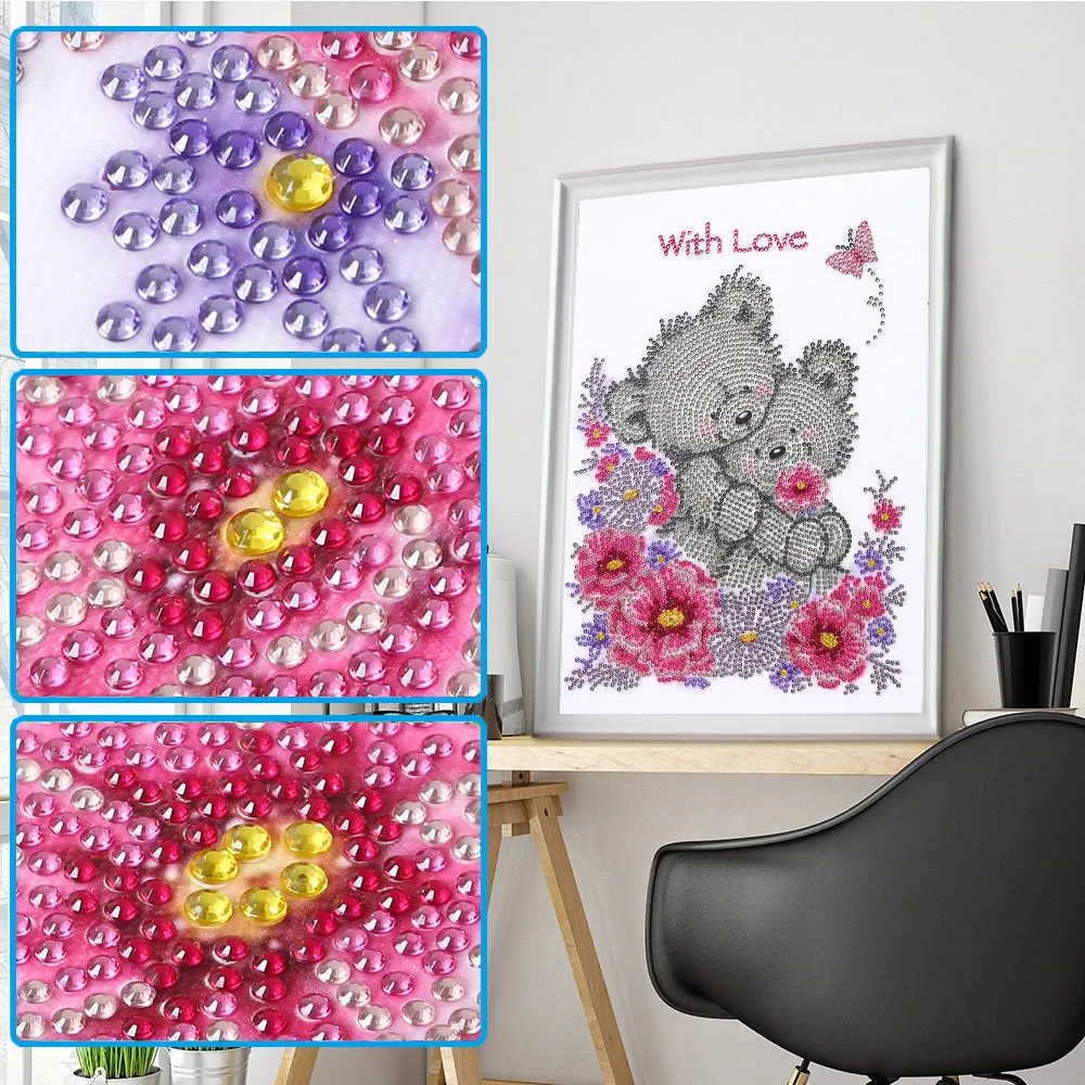 Couple Bear-Special Shaped Crystal Diamond Painting-30*40cm