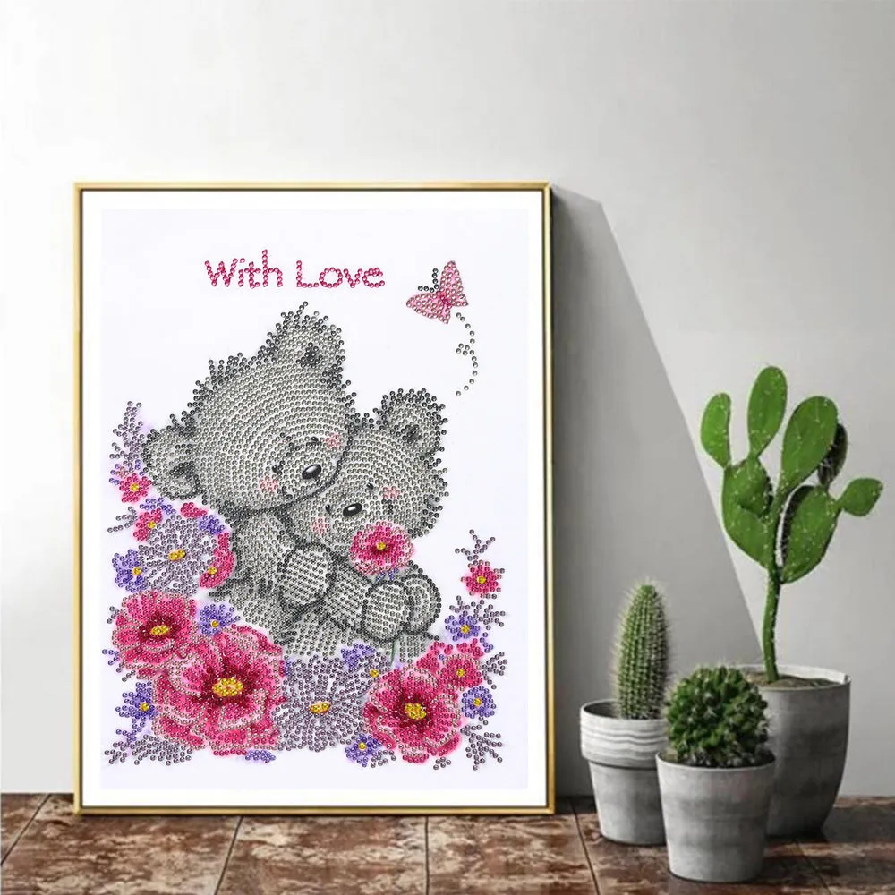 Couple Bear-Special Shaped Crystal Diamond Painting-30*40cm