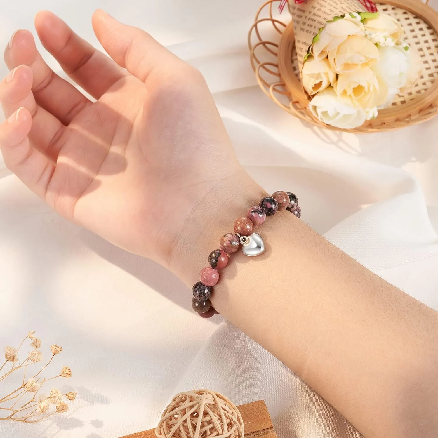 Coworker/Boss/Thank You Gifts for Women Natural Stone Beaded Bracelet for Female
