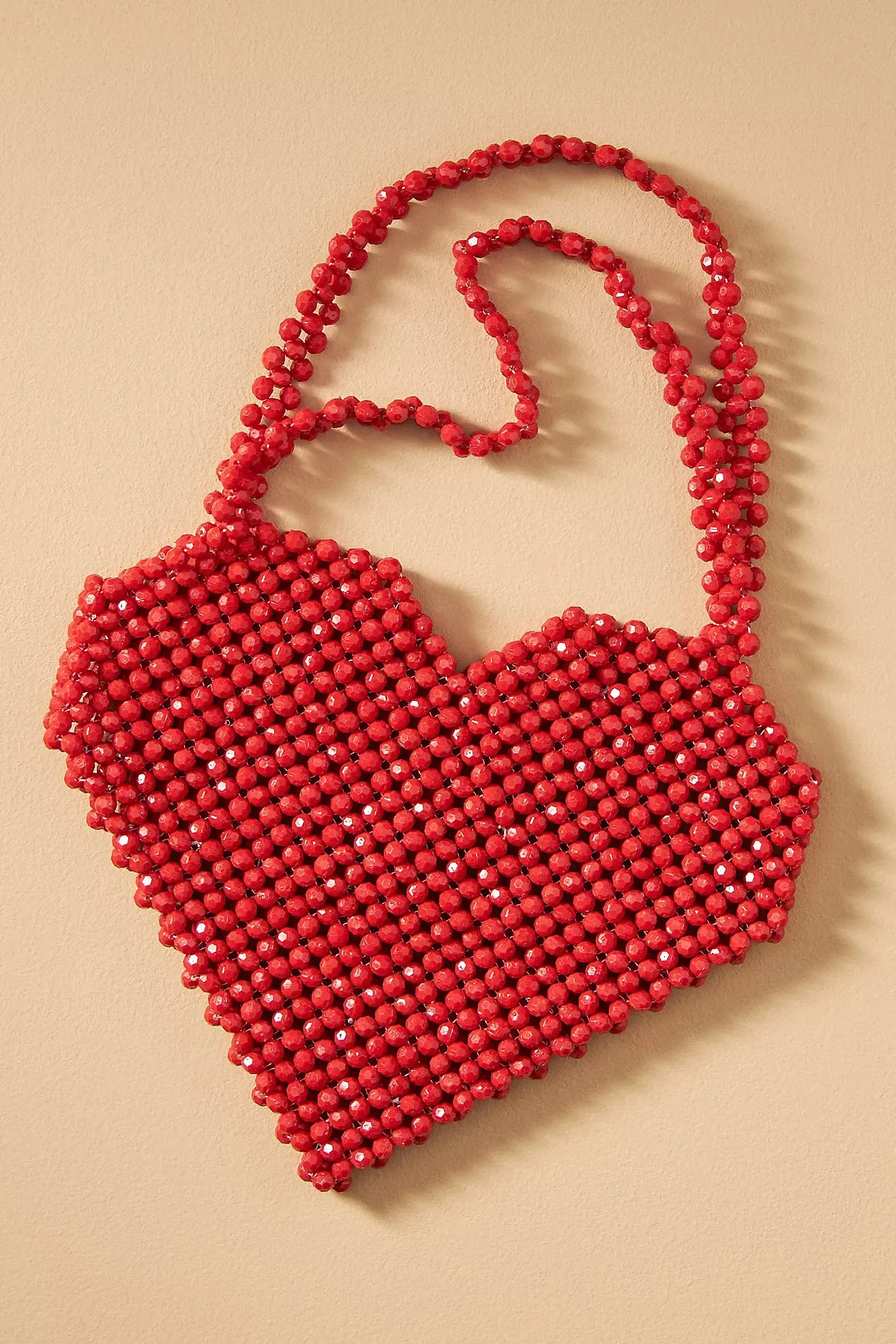 Crimson Beaded Heart Handbag