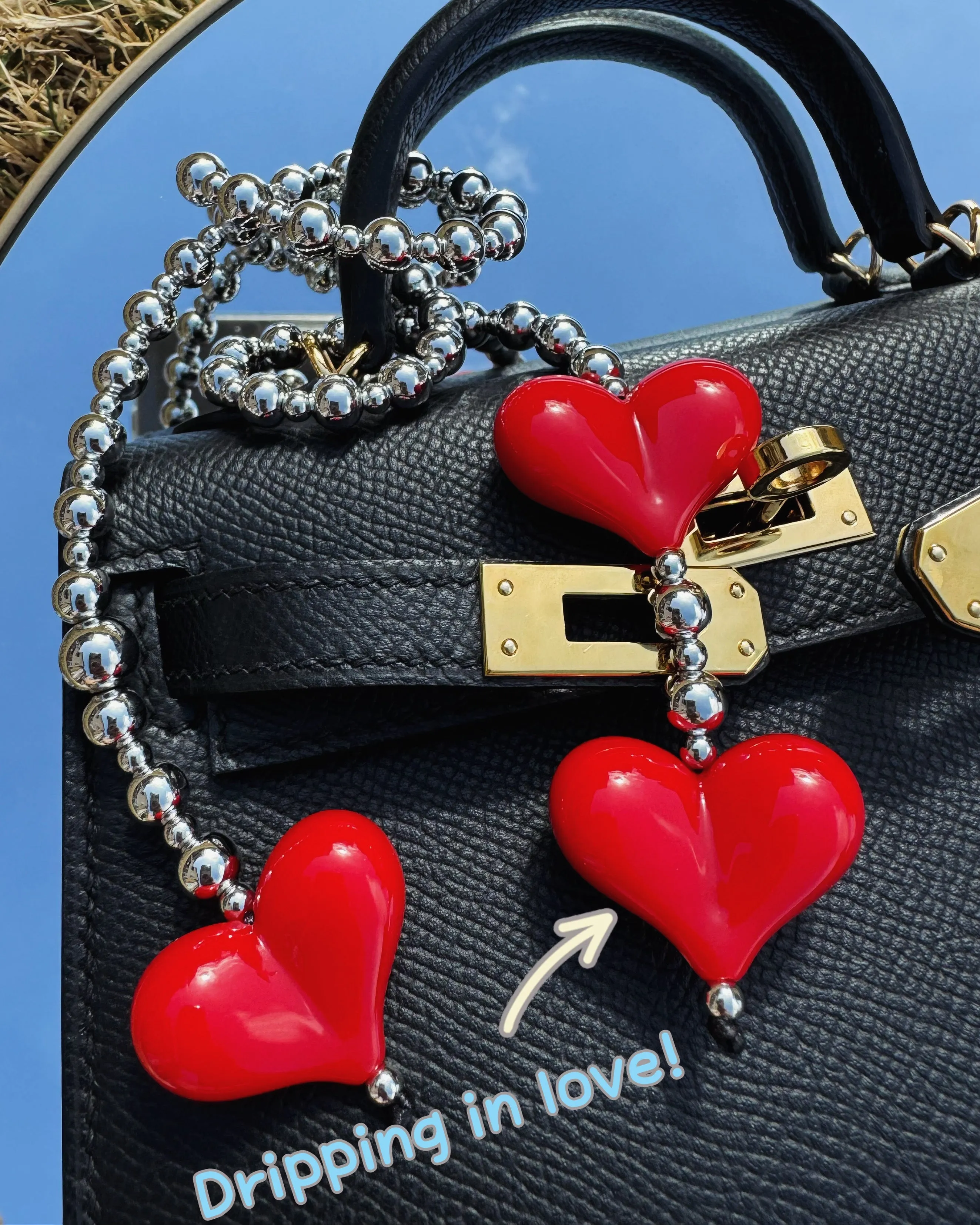 Crimson Glow Handmade Beaded Heart Bag Charm