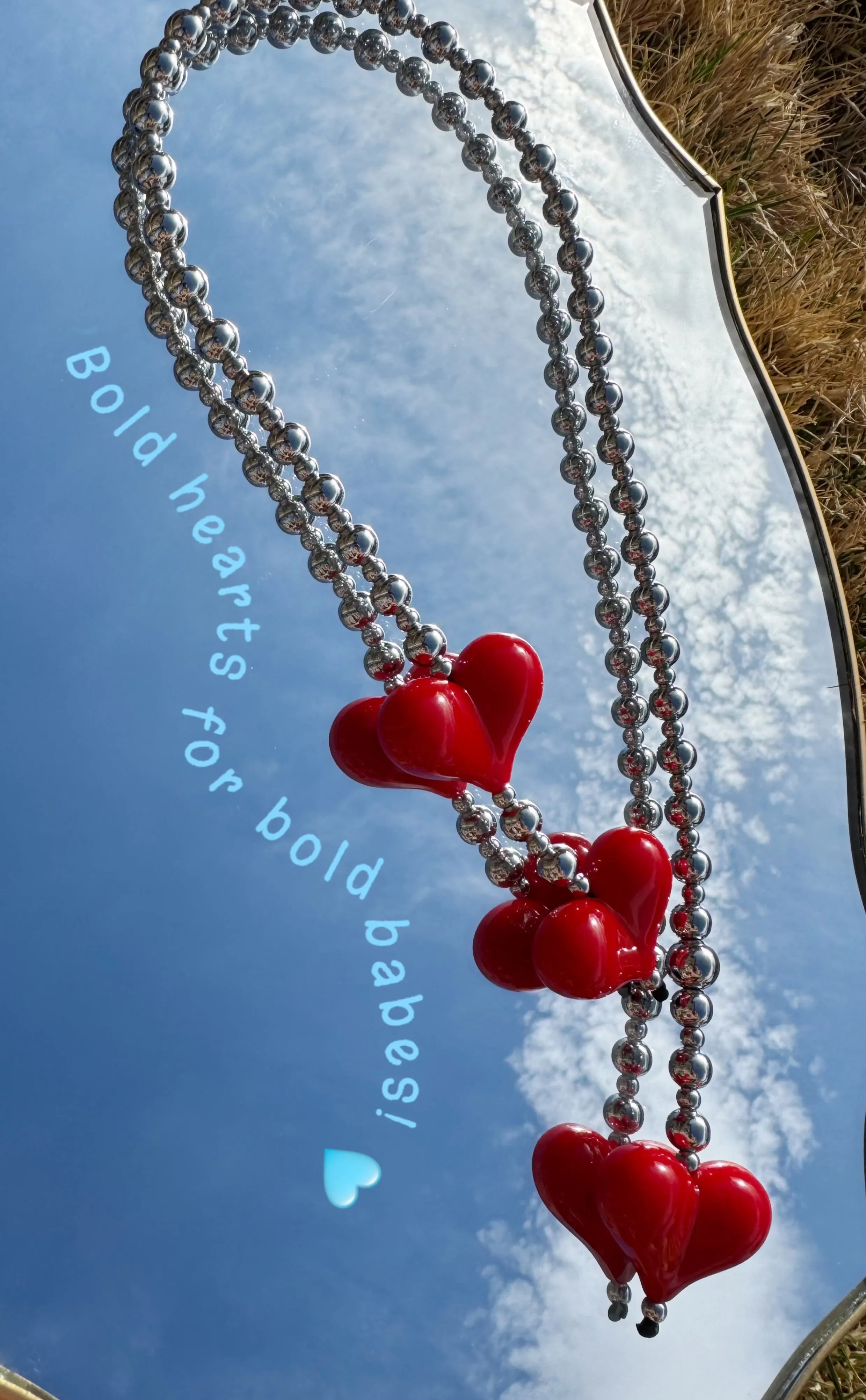 Crimson Glow Handmade Beaded Heart Bag Charm
