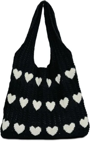 Crochet Tote Bag Heart Tote,Women's Crochet Tote Bags,Heart Tote Bag,Boho Tote Bags Y2k Tote Bag
