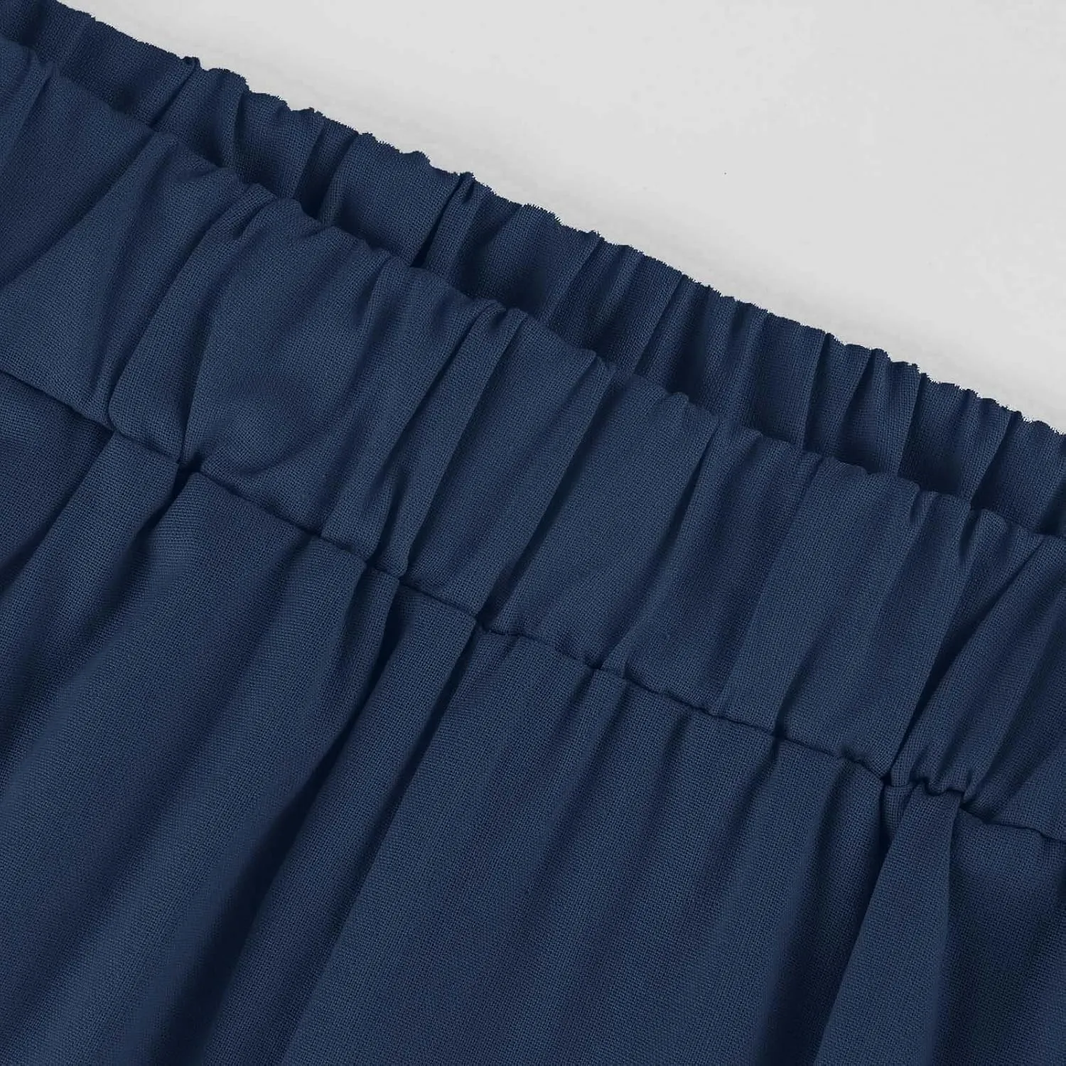 Cropped Linen Pants Women Summer Elastic Waist Straight Leg Plus Size Crop Pants Casual Beach Trousers with Pockets