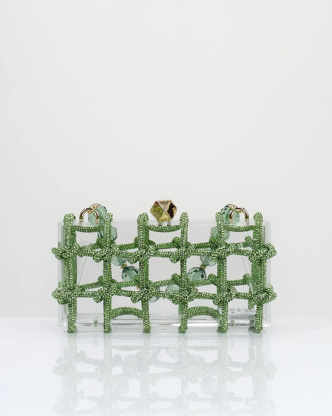 CRYSTAL-EMBELLISHED CAGE HANDBAG
