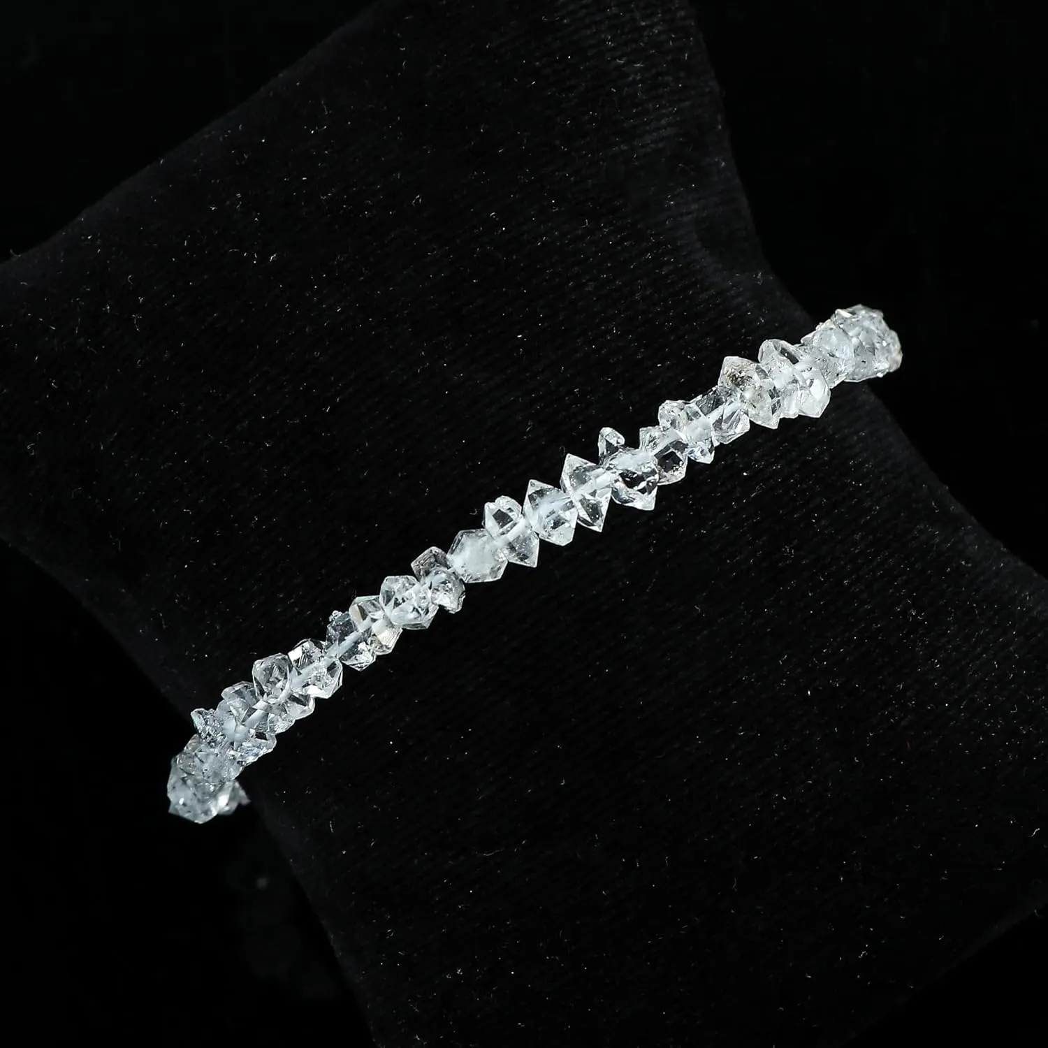 CRYSTALIS Natural Raw Herkimer Diamond Quartz Uncut Nuggets Adjustable Bracelet, High Grade Gemstones, Chakra Healing Stones, Gift Giving Jewelry, 925 Sterling Silver Womens Bracelet 8 inch