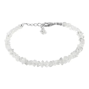 CRYSTALIS Natural Raw Herkimer Diamond Quartz Uncut Nuggets Adjustable Bracelet, High Grade Gemstones, Chakra Healing Stones, Gift Giving Jewelry, 925 Sterling Silver Womens Bracelet 8 inch