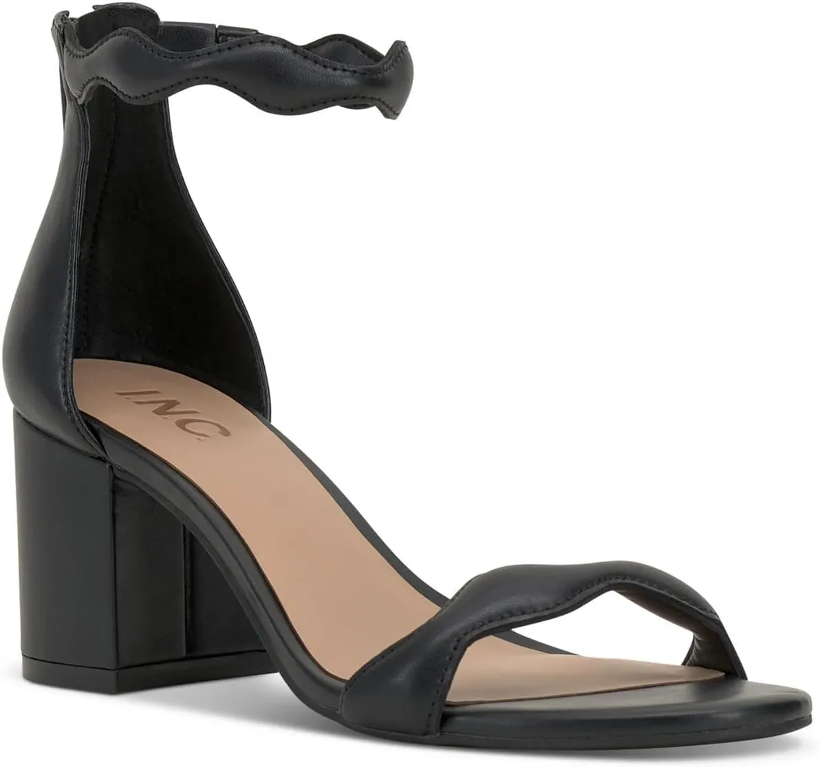 Cufflinks Inc. INC Womens Sollisa Faux Leather Scalloped Heels Black 8.5 Medium (B,M)