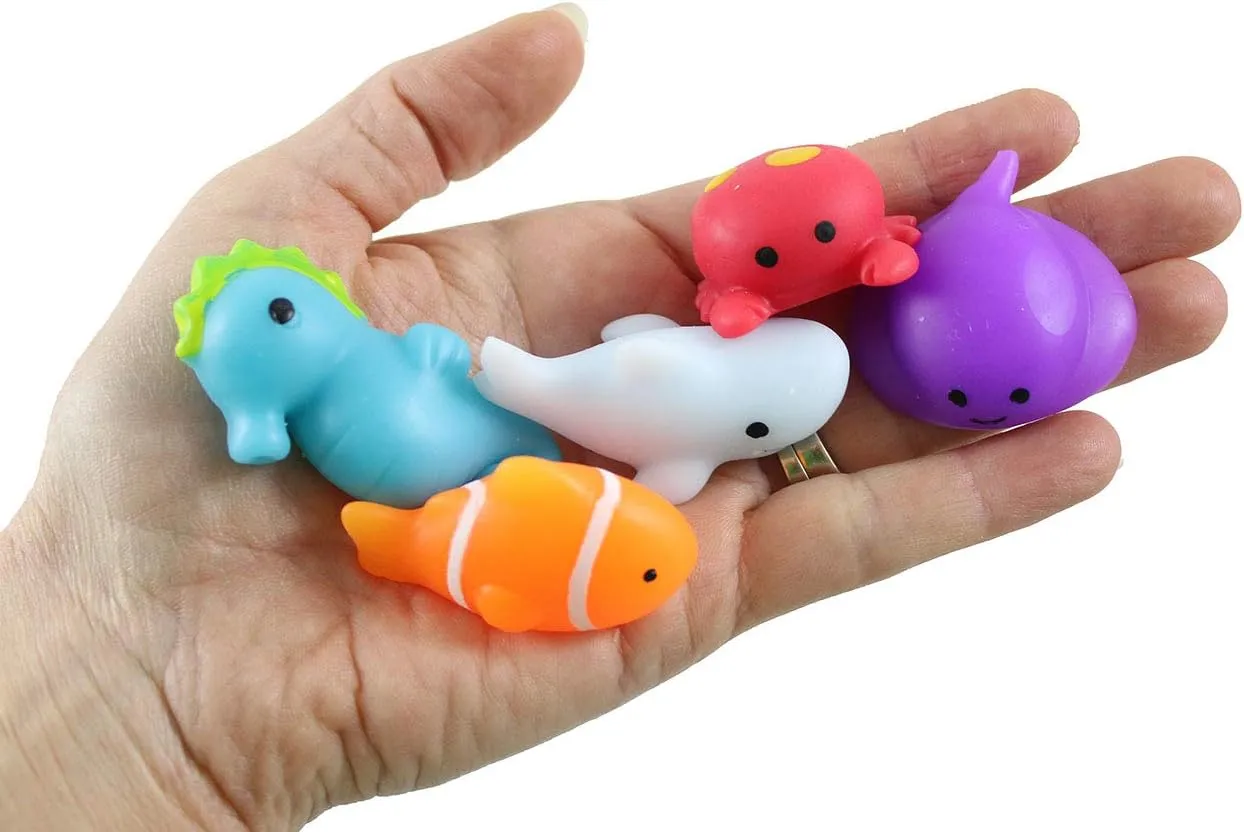 Curious Minds Busy Bags Set of 24 Ocean Sea Animal Mochi Squishy - Adorable Cute Kawaii - Individually Wrapped Toys - Sensory, Stress, Fidget Party Favor Toy (Set of 24 (2 Dozen))