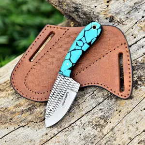 Custom Handmade 7'' fixed blade hoof rasp knife/Cow boy knife/Bull cutter knife, cowboy knives with pancake leather sheath