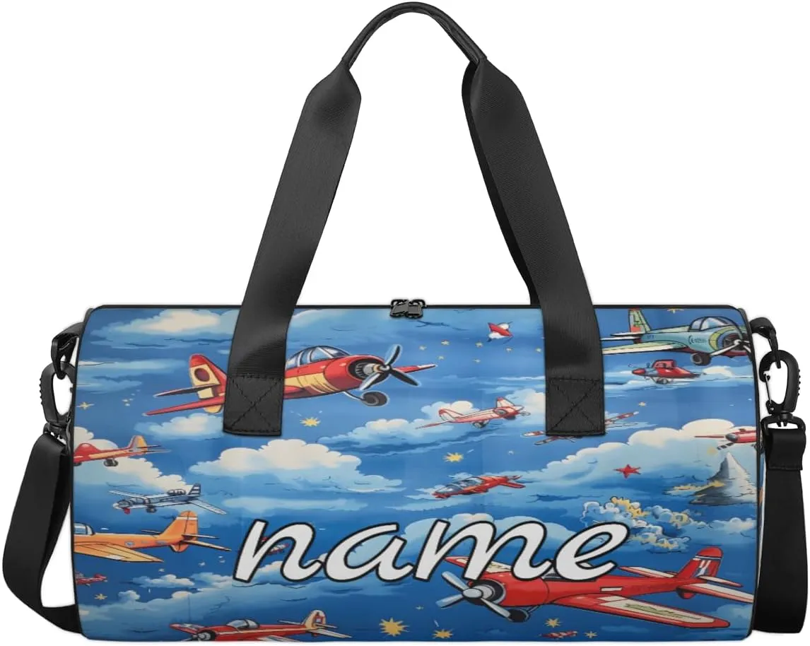 Cute Airplane Helicopter Pattern Custom Duffel Bags Weekender Bags Custom Sport Duffel Bag Carry on Overnight Weekender Bag