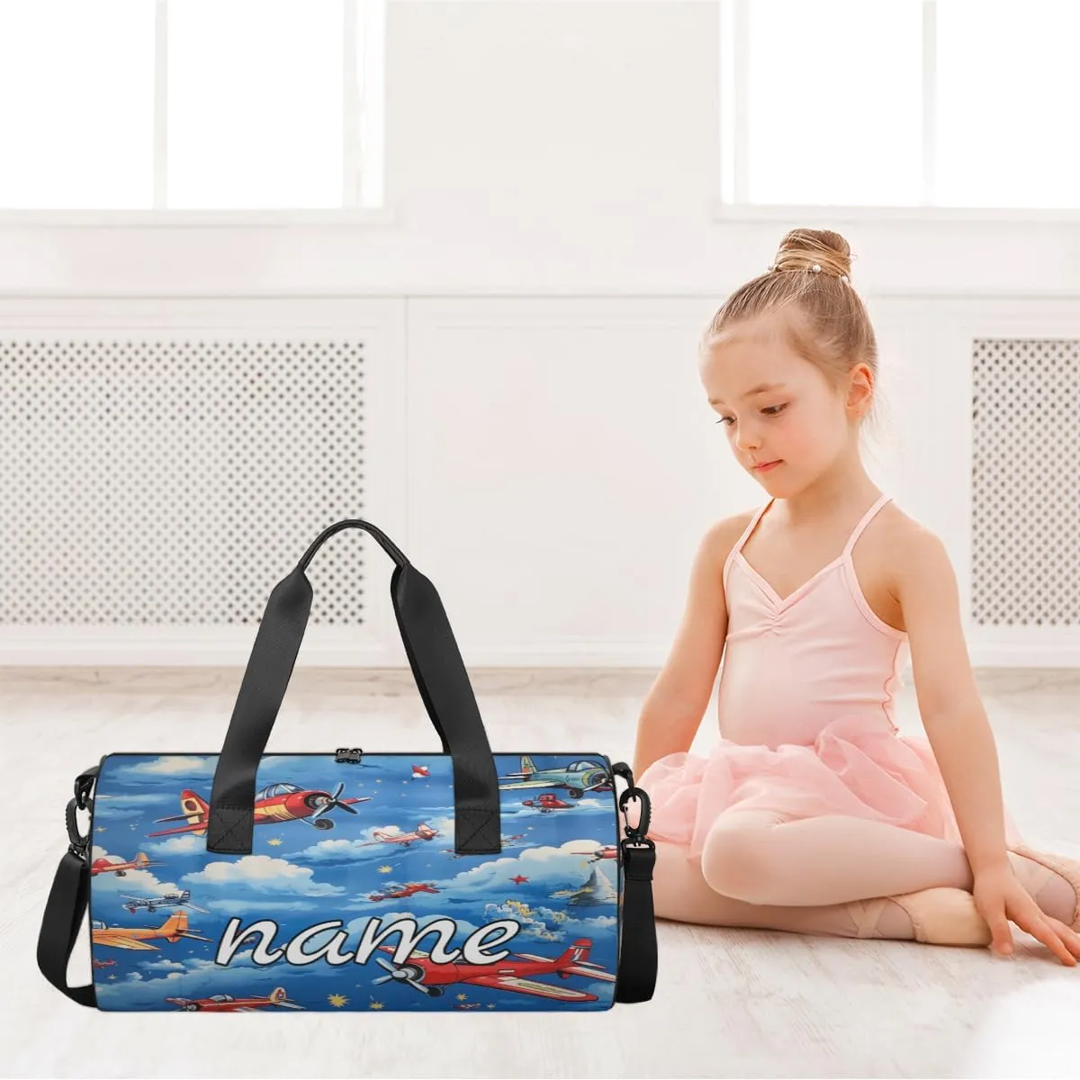 Cute Airplane Helicopter Pattern Custom Duffel Bags Weekender Bags Custom Sport Duffel Bag Carry on Overnight Weekender Bag