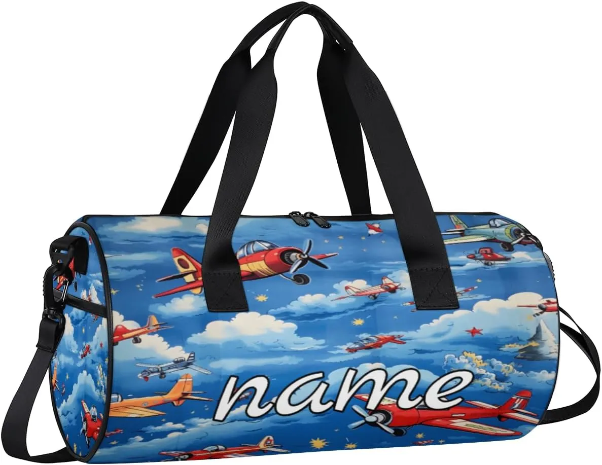 Cute Airplane Helicopter Pattern Custom Duffel Bags Weekender Bags Custom Sport Duffel Bag Carry on Overnight Weekender Bag