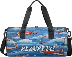 Cute Airplane Helicopter Pattern Custom Duffel Bags Weekender Bags Custom Sport Duffel Bag Carry on Overnight Weekender Bag