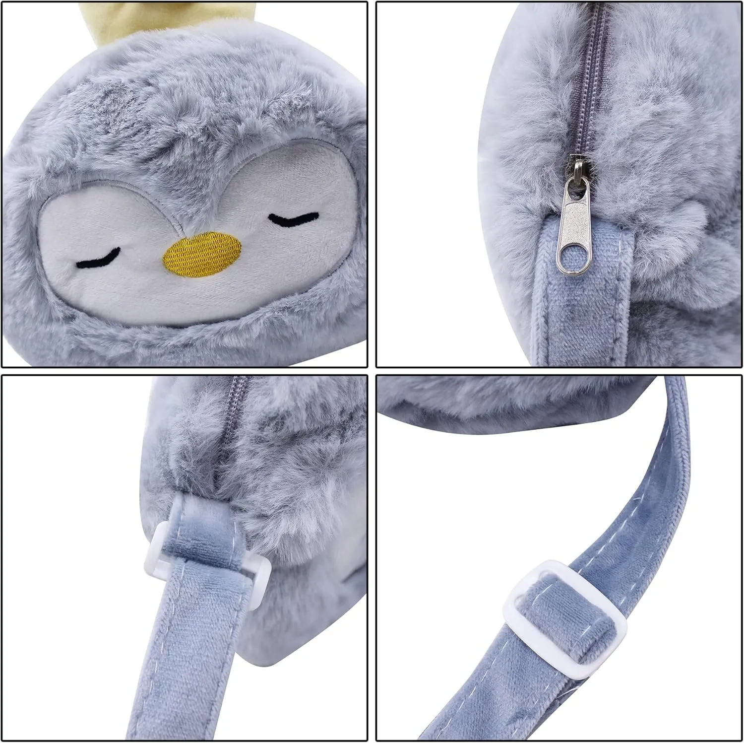 Cute Cartoon Crossbody Purse Plush Animal Shoulder Bag Messenger Bag Fluffy Satchel Handbag Purse for Girls Women