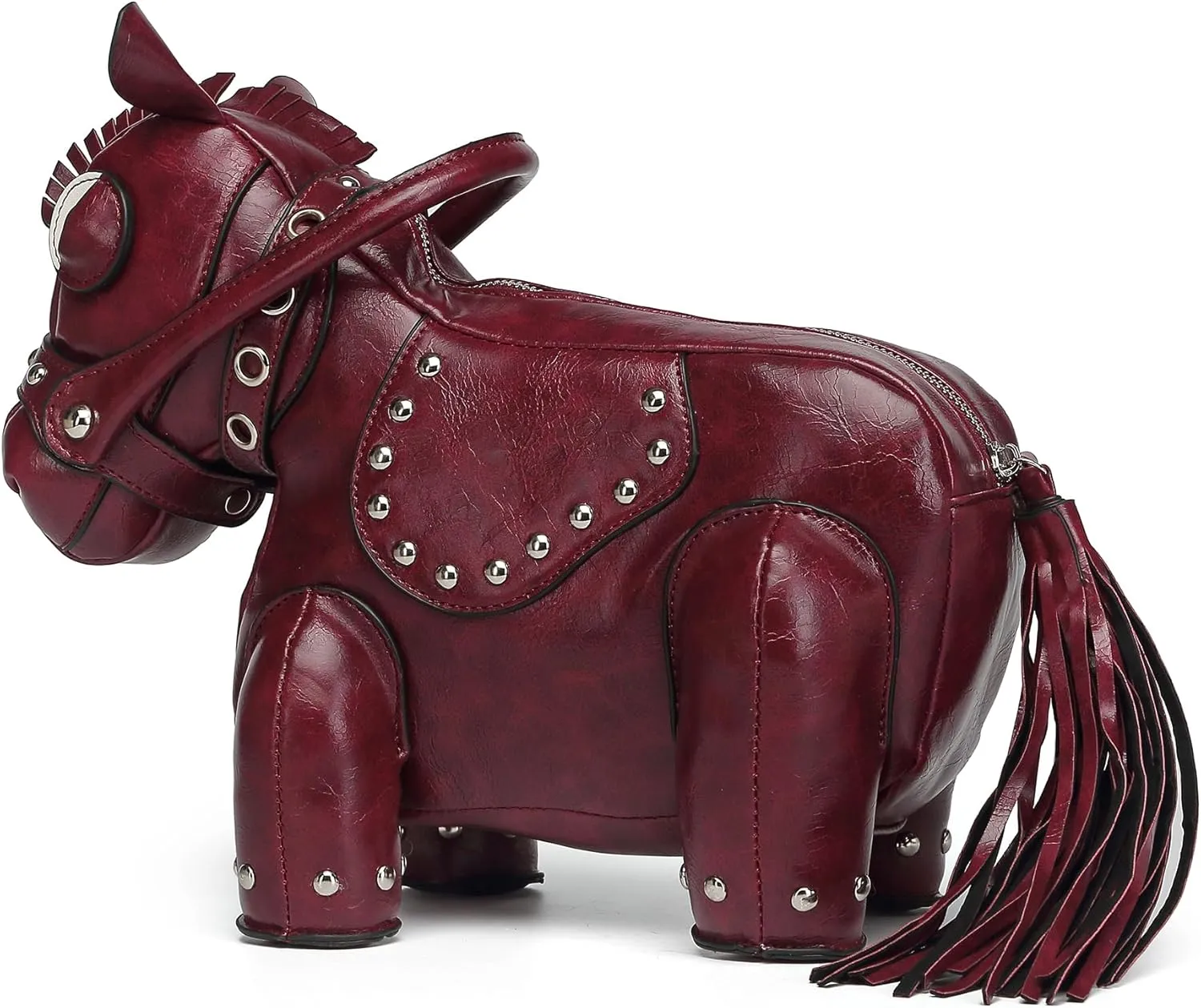 Cute Horse Shape Crossbody Bag Funny Purse Women Men Cartoon Animal Shoulder Bag Unique PVC Ladies Clutch Rivet Handbags