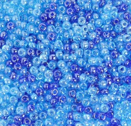 Czech Pony Beads 2/0 (6.1mm Diameter) Blue/Aqua Luster Mix DIY Jewelry Making Beads - 500g Bulk Bag by Preciosa (Jablonex)